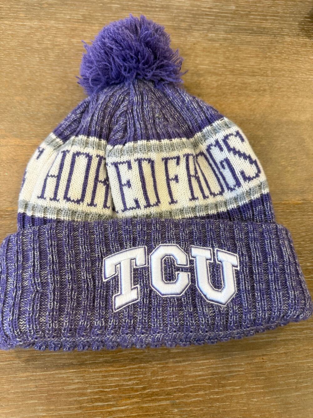 TCU Texas Christian Academy New Era Beanie Winter Hat Cap Snow Pom Pom Gameday